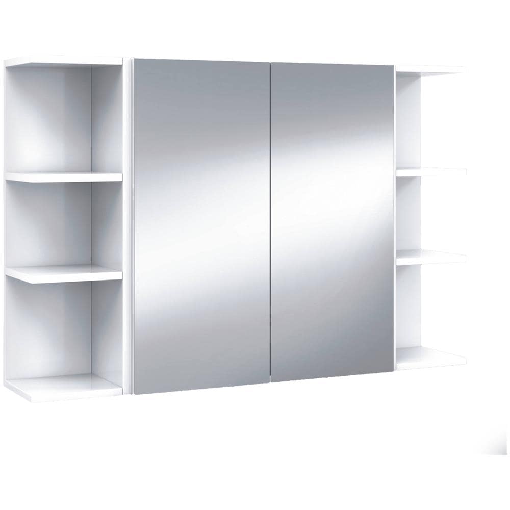 Mobile Pensile Bagno Lafayette, Mobile Per Bagno, Armadietto Sospeso, Bianco Lucido, 60x21h65 - 2 Ante Cm - Foto 3