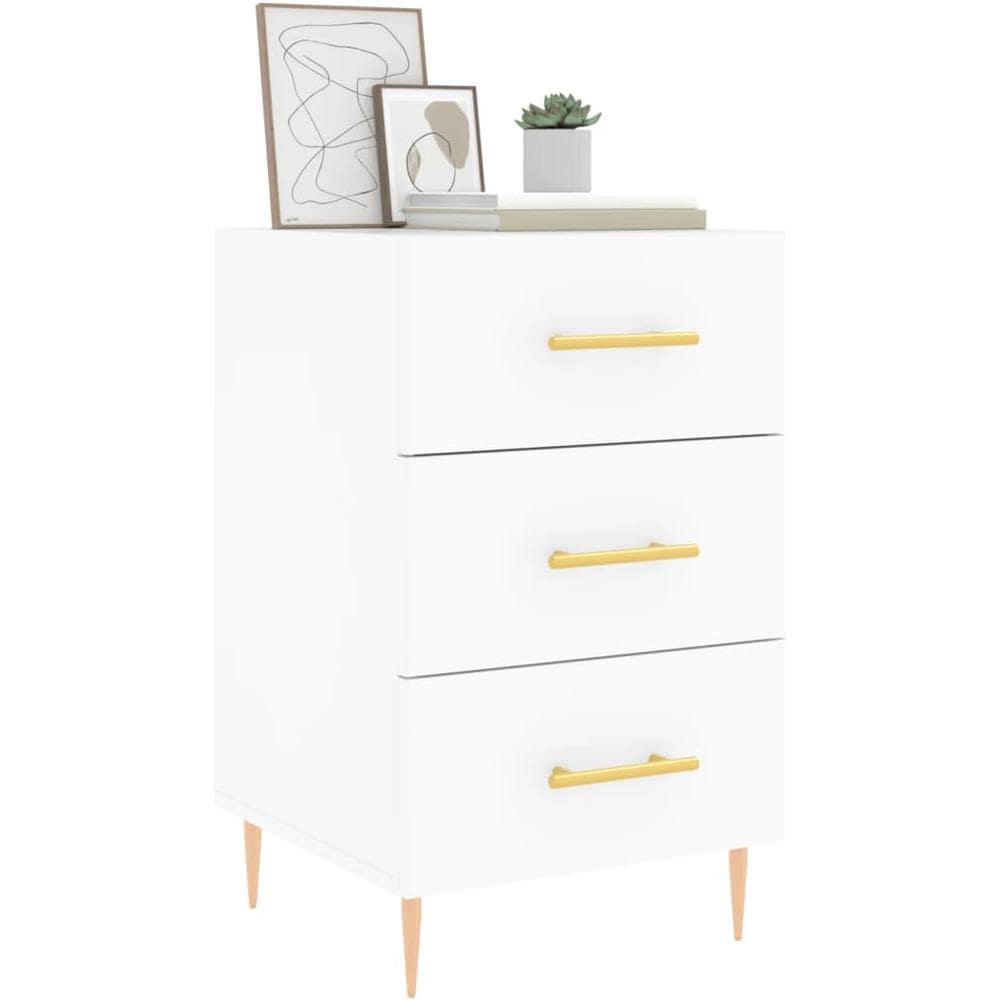 Comodino Bianco 40x40x66 Cm In Legno Multistrato - Foto 3