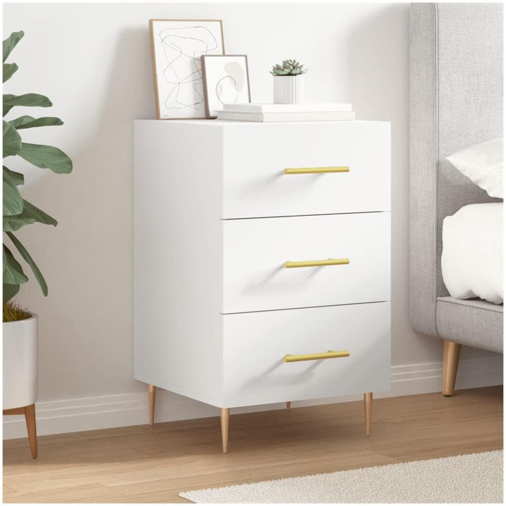 Comodino Bianco 40x40x66 Cm In Legno Multistrato - Foto 1