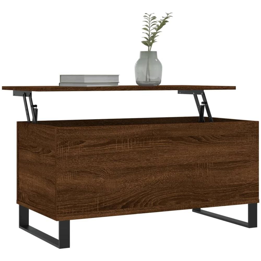 Tavolino Salotto Rovere Marrone 90x44,5x45 Cm Legno Multistrato - Foto 4