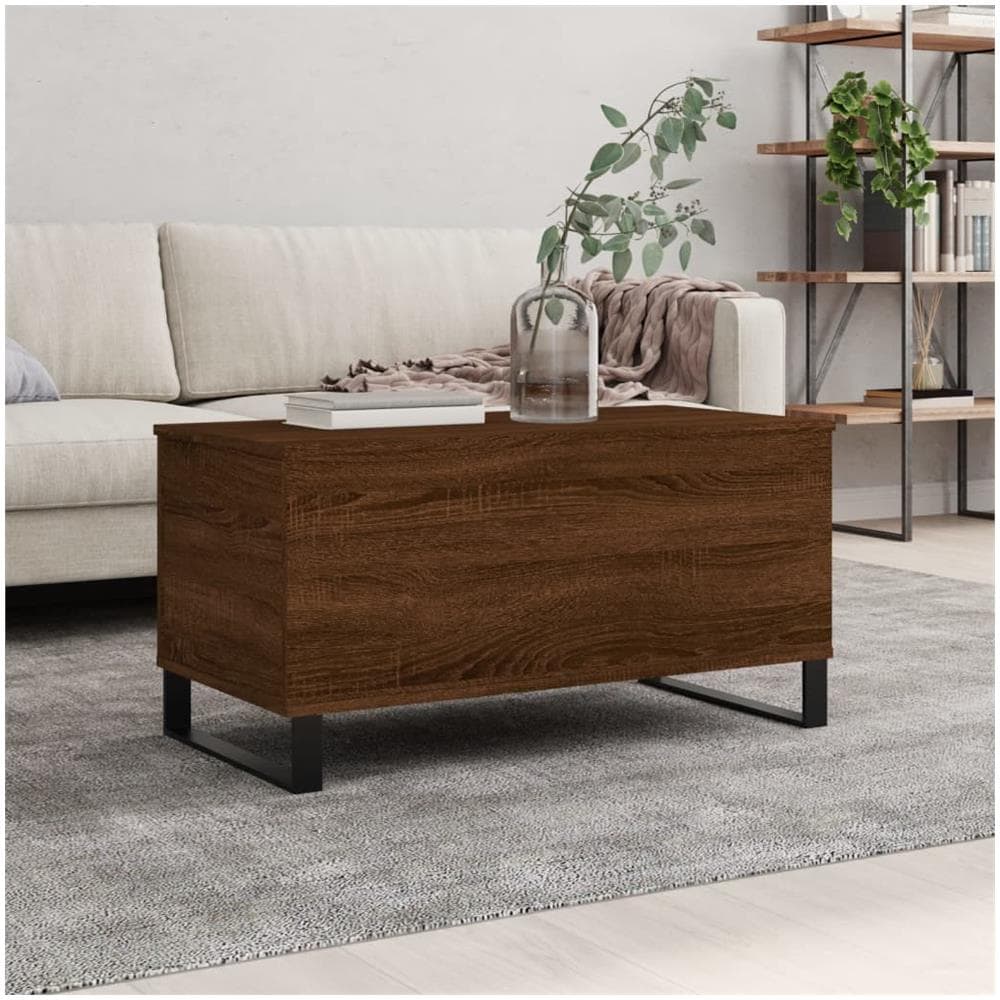 Tavolino Salotto Rovere Marrone 90x44,5x45 Cm Legno Multistrato - Foto 1