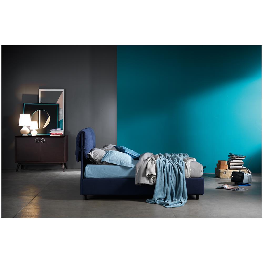 Letto Matrimoniale, Modello Helsinky Dal Gusto Intramontabile Un Evergreen, Rete Da 180x200 Cm Con Doghe In Legno, Box Contenitore, Rivestimento Sfoderabile, Made In Italy - Foto 2