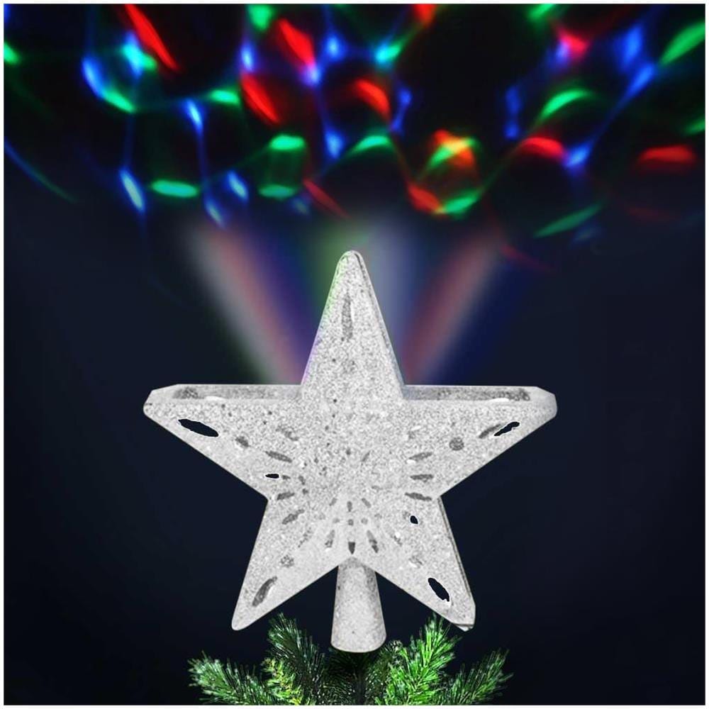 Puntale Proiettore LED Albero di Natale Forma Stella Silver Effetti di Luce RGB - Foto 1