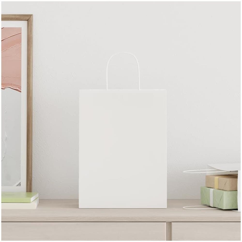 Sacchetti di Carta Kraft 50 pz con Manici Bianchi 26x12x35 cm - Foto 2
