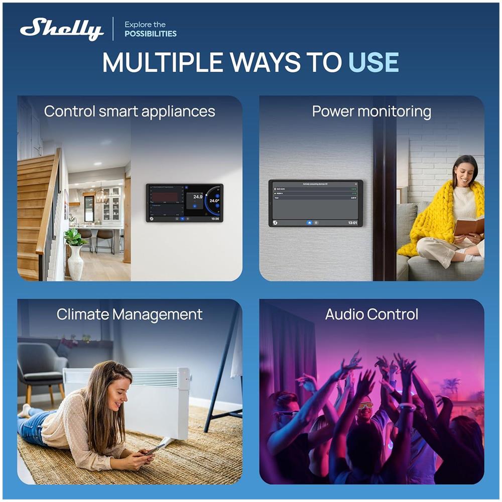 Pannello di Controllo X2i Smart Wi-Fi, Relè Integrato 5A, Richiede Neutro, Sensore LUX e sensore G, Altoparlanti Stereo, Alexa e Google, Home Assistant - Grigio - Foto 2