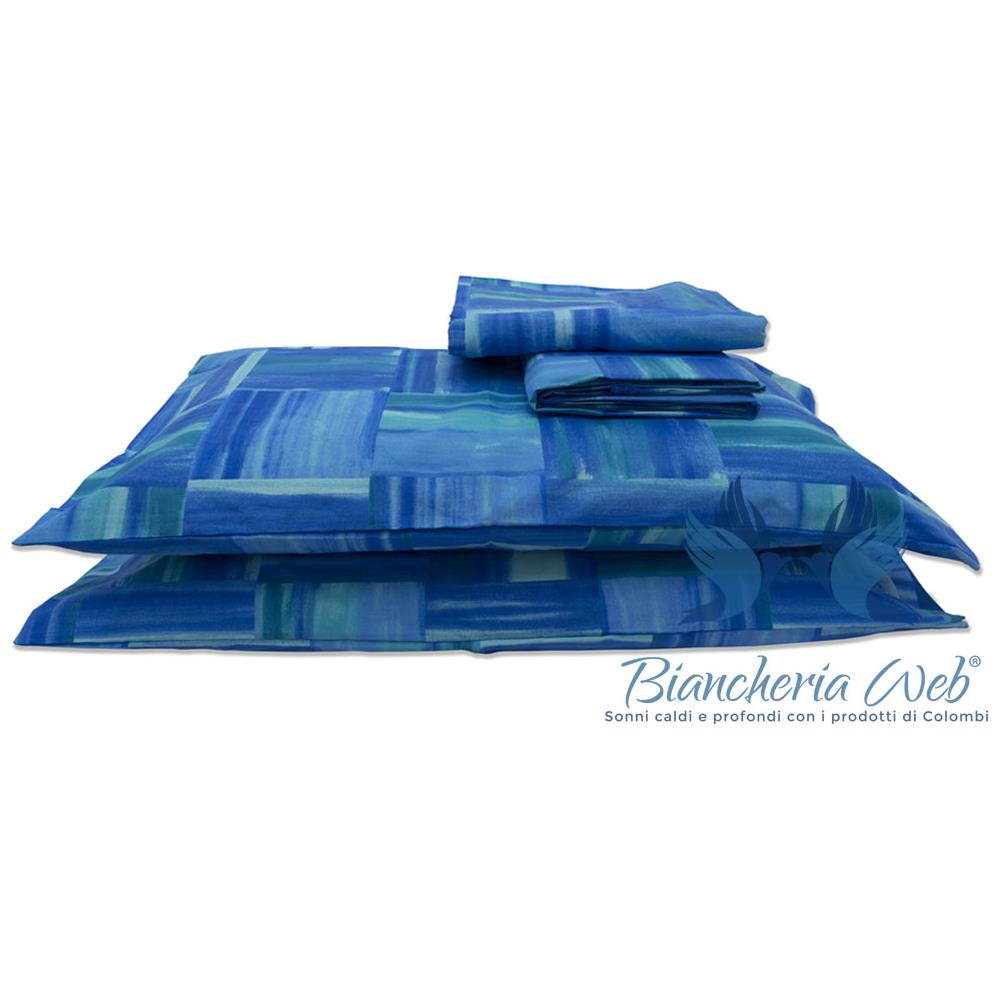 Copripiumino Sacco Piumone In 100% Cotone Disegno Varazze Matrimoniale Azzurro - Foto 1