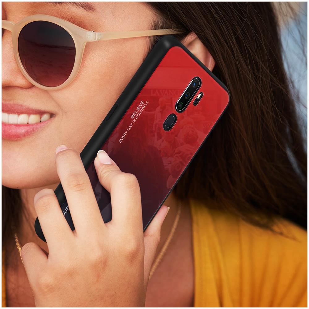 Cover Rigida Per Oppo A5 2020 / A9 2020 Sottile Con Design Lucido Rosso Sfumato - Foto 2