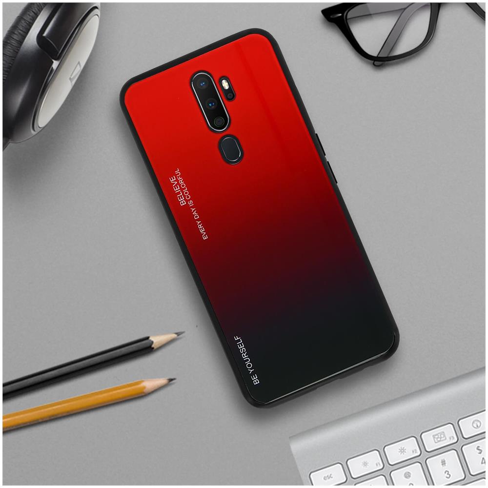Cover Rigida Per Oppo A5 2020 / A9 2020 Sottile Con Design Lucido Rosso Sfumato - Foto 5