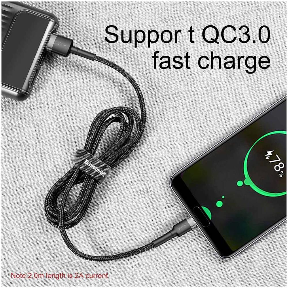 Cavo Baseus Type-c Cafule 2a, 3m Grigio / Nero (catklf-ug1) - Foto 2