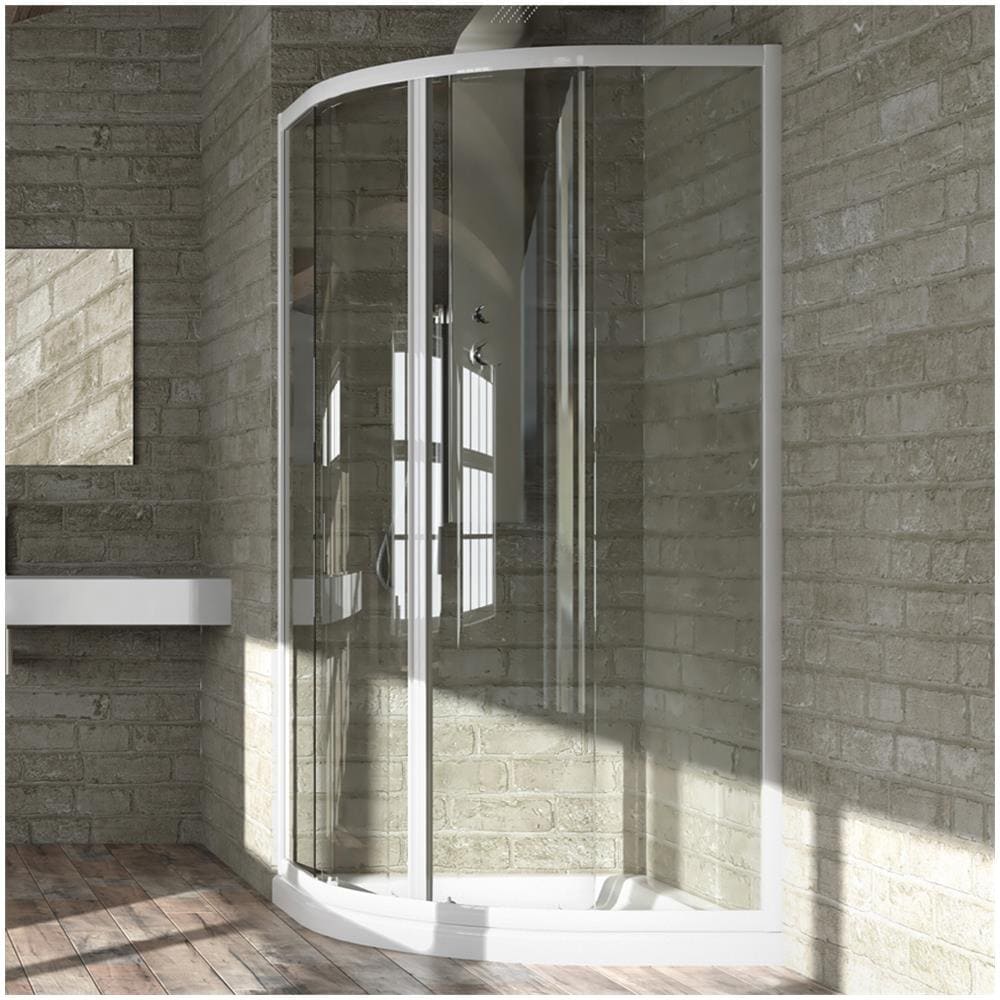 Box Cabina Doccia Semicircolare Circle Due Ante Scorrevoli Cristallo Temprato Alta Qualità *** Misure : 87-89,5x87-89,5xh185 Cm Trasparente - Foto 1