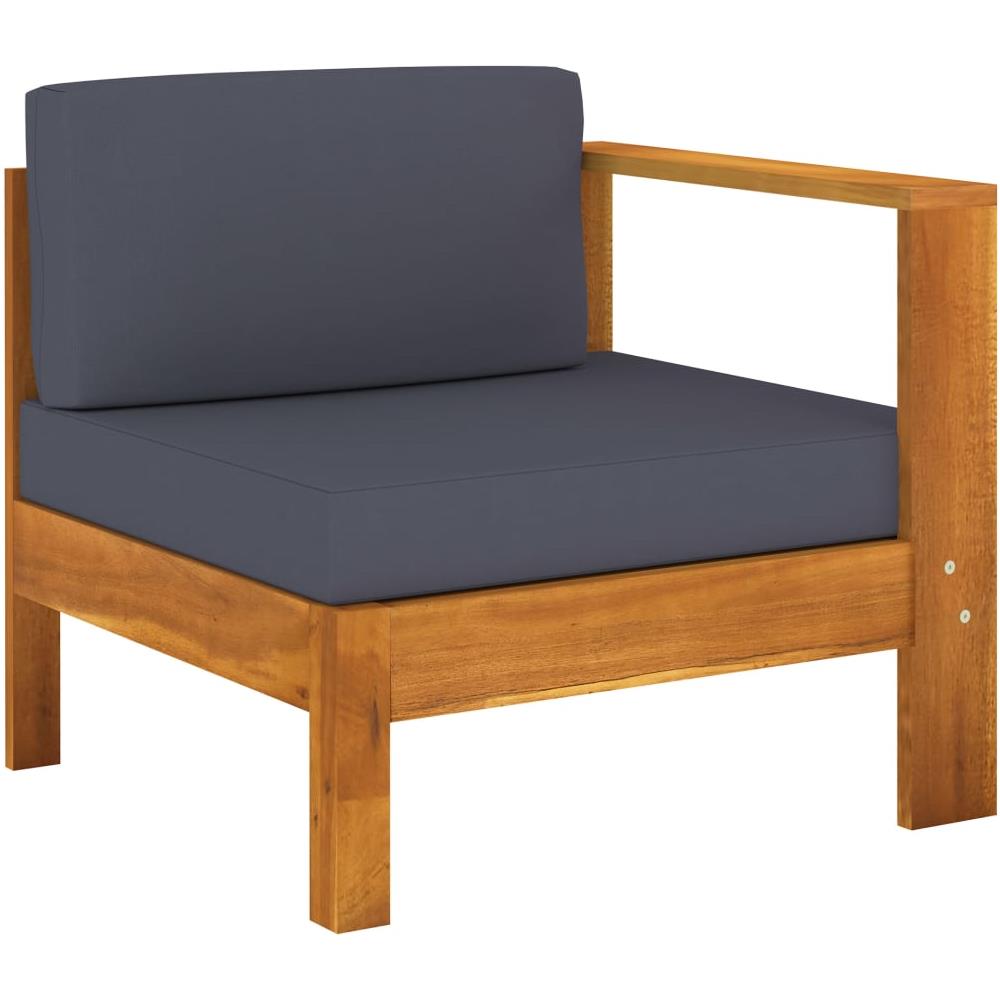 Set Divani Giardino 5 Posti Cuscini Grigi Scuro Massello Acacia - Foto 2