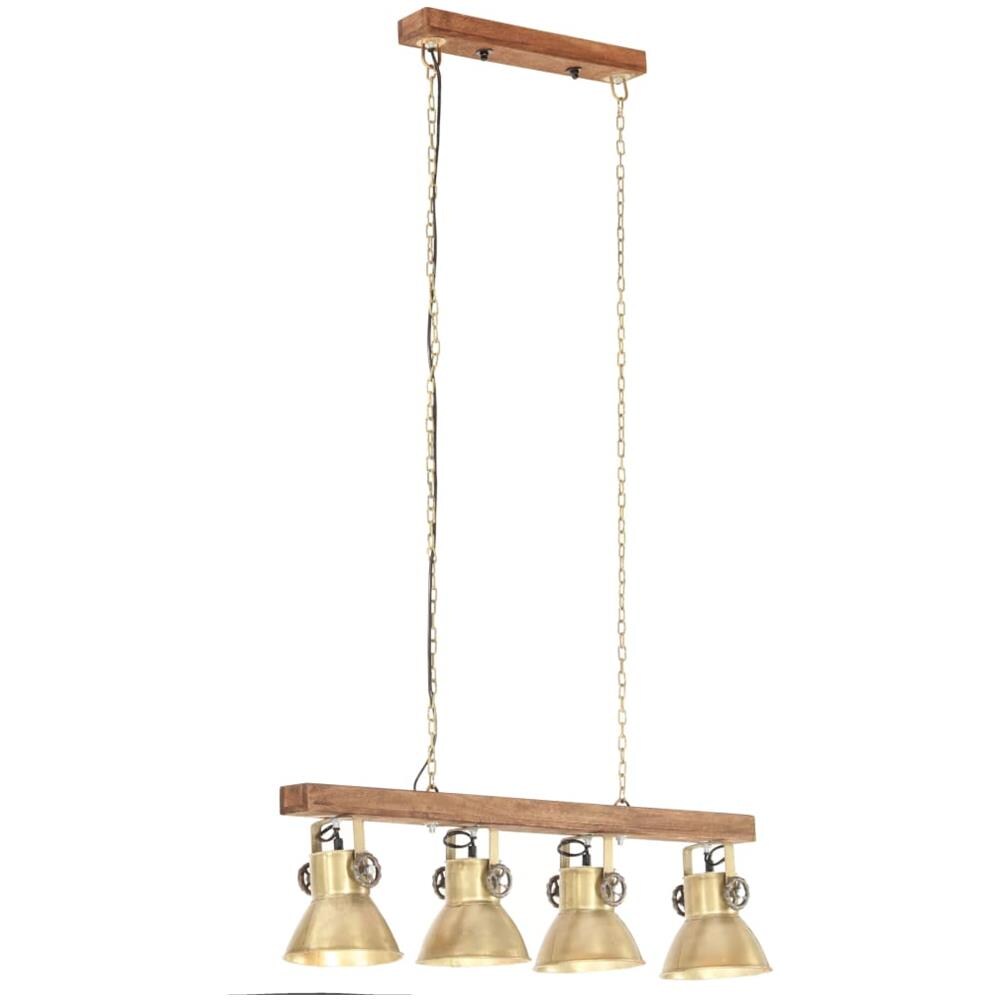 Lampada a Sospensione Industriale Ottone E27 Legno di Mango - Foto 2