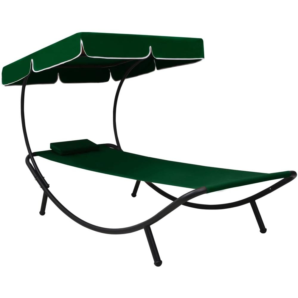 Lettino Prendisole con Baldacchino e Cuscino Verde - Foto 1