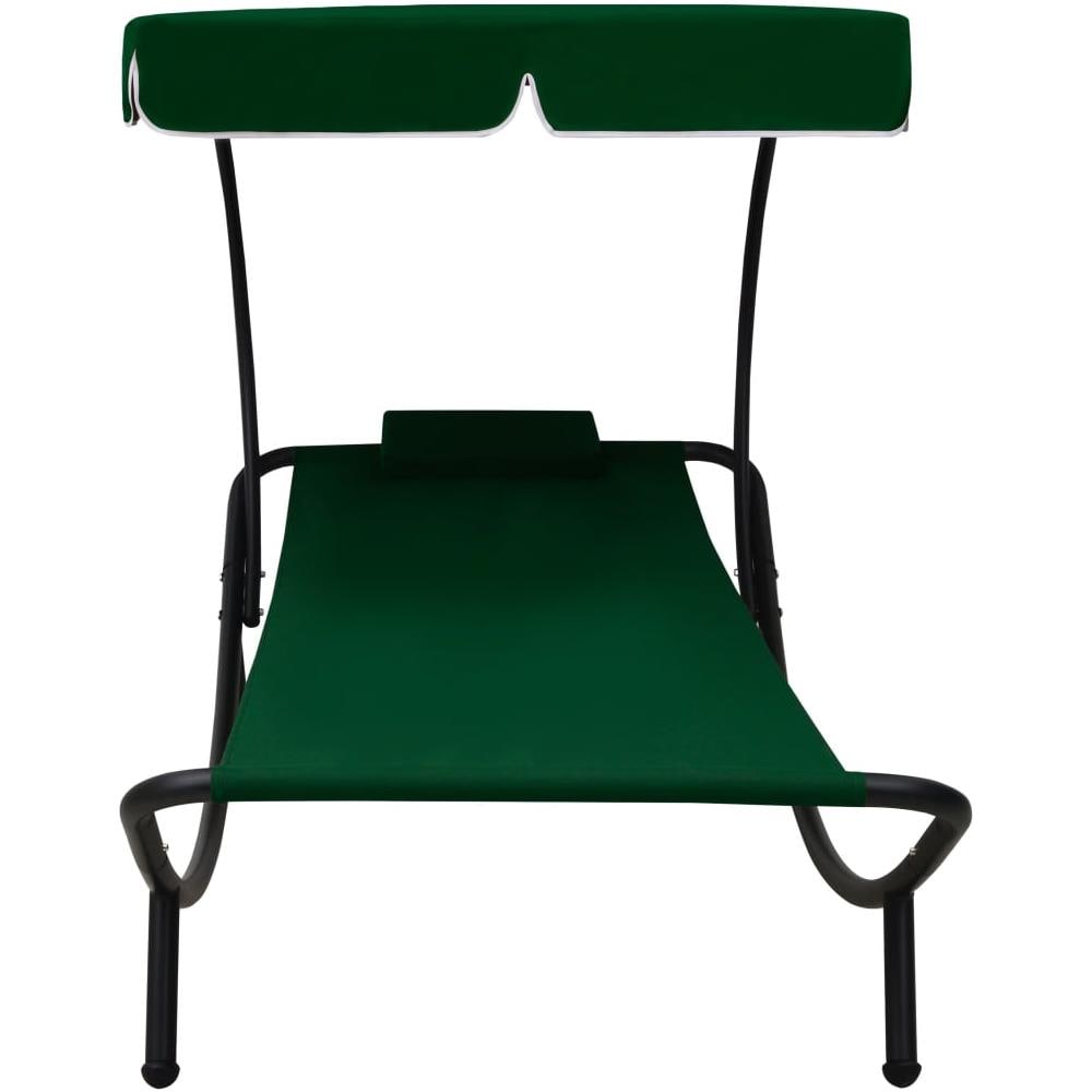 Lettino Prendisole con Baldacchino e Cuscino Verde - Foto 2
