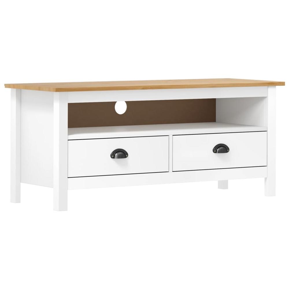 Mobile Porta TV Hill Bianco 110x40x47 cm in Legno di Pino - Foto 1