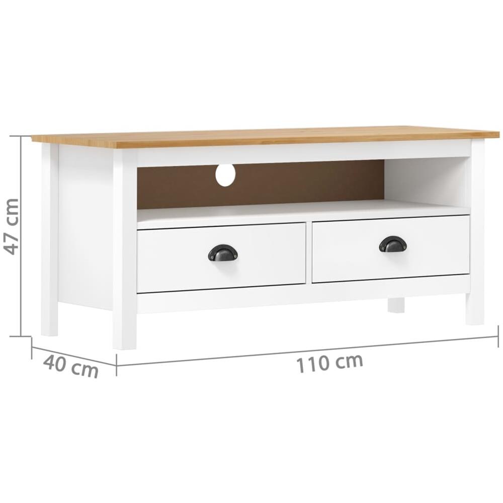 Mobile Porta TV Hill Bianco 110x40x47 cm in Legno di Pino - Foto 4