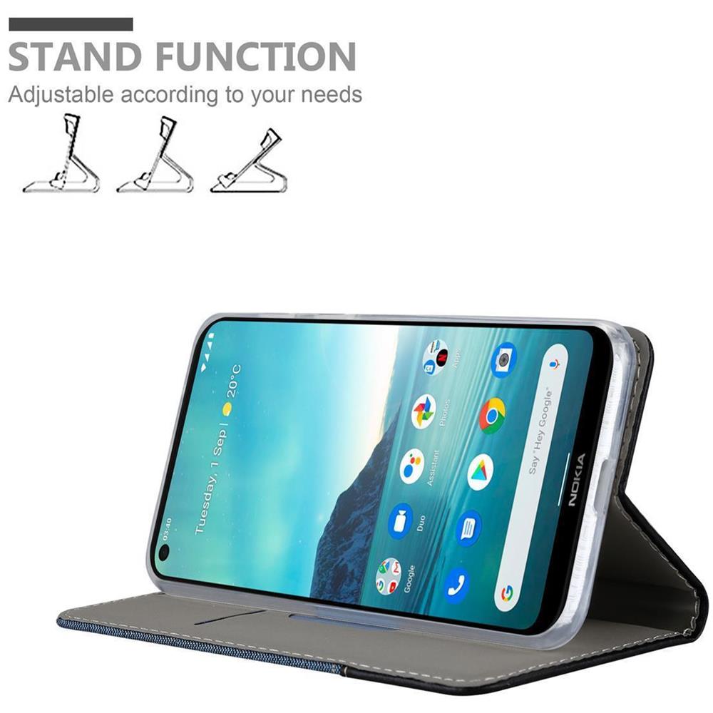 Custodia Compatibile Con Nokia 3.4 In Blu Scuro Nero - Coperchio Protettiva Con Chiusura Magnetica, Funzione Stand E Tasca Per Le Carte - Foto 2