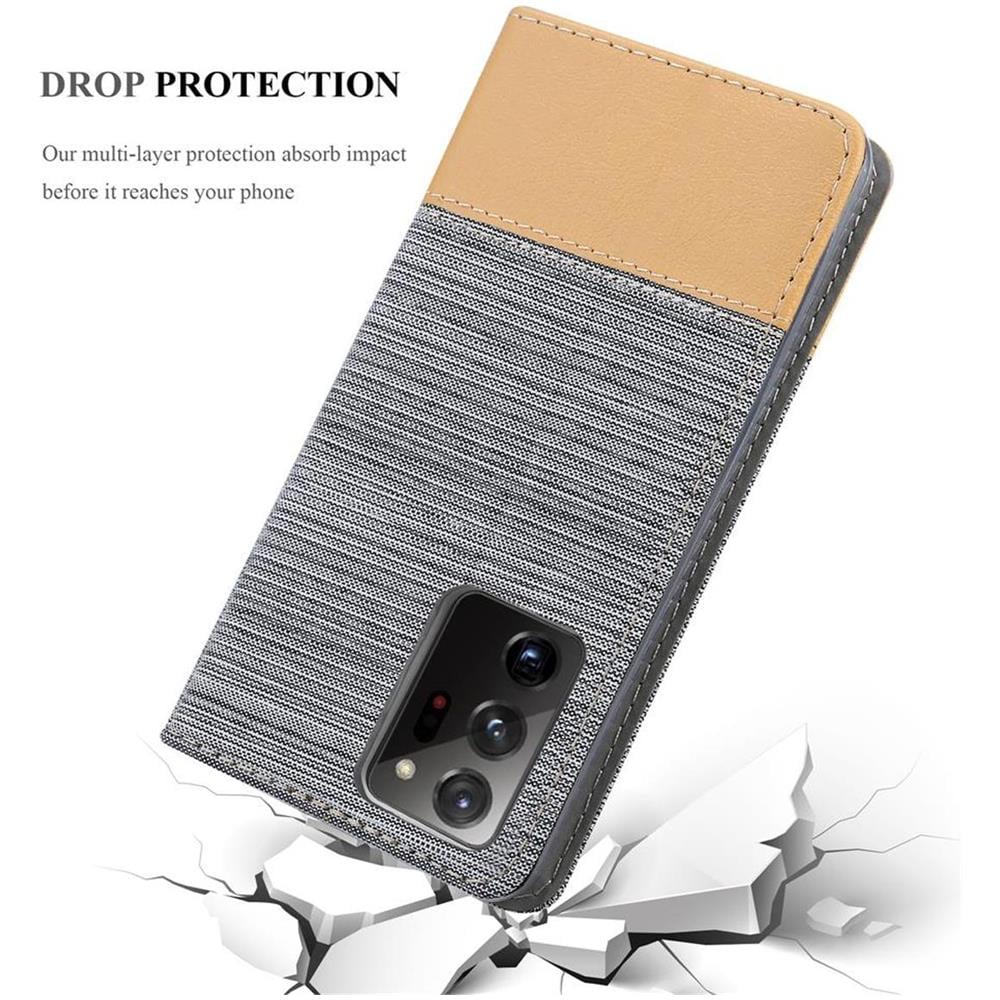 Custodia Compatibile Con Samsung Galaxy Note 20 Plus In Grigio Chiaro Marrone - Coperchio Protettiva Con Chiusura Magnetica, Funzione Stand E Tasca Per Le Carte - Foto 8