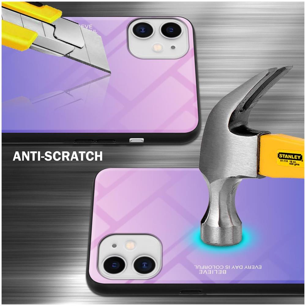 Custodia Compatibile Con Apple Iphone 11 In Rosa - Blu - Coperchio Protettivo Bicolore In Vetro Temperato E Silicone Tpu - Foto 2