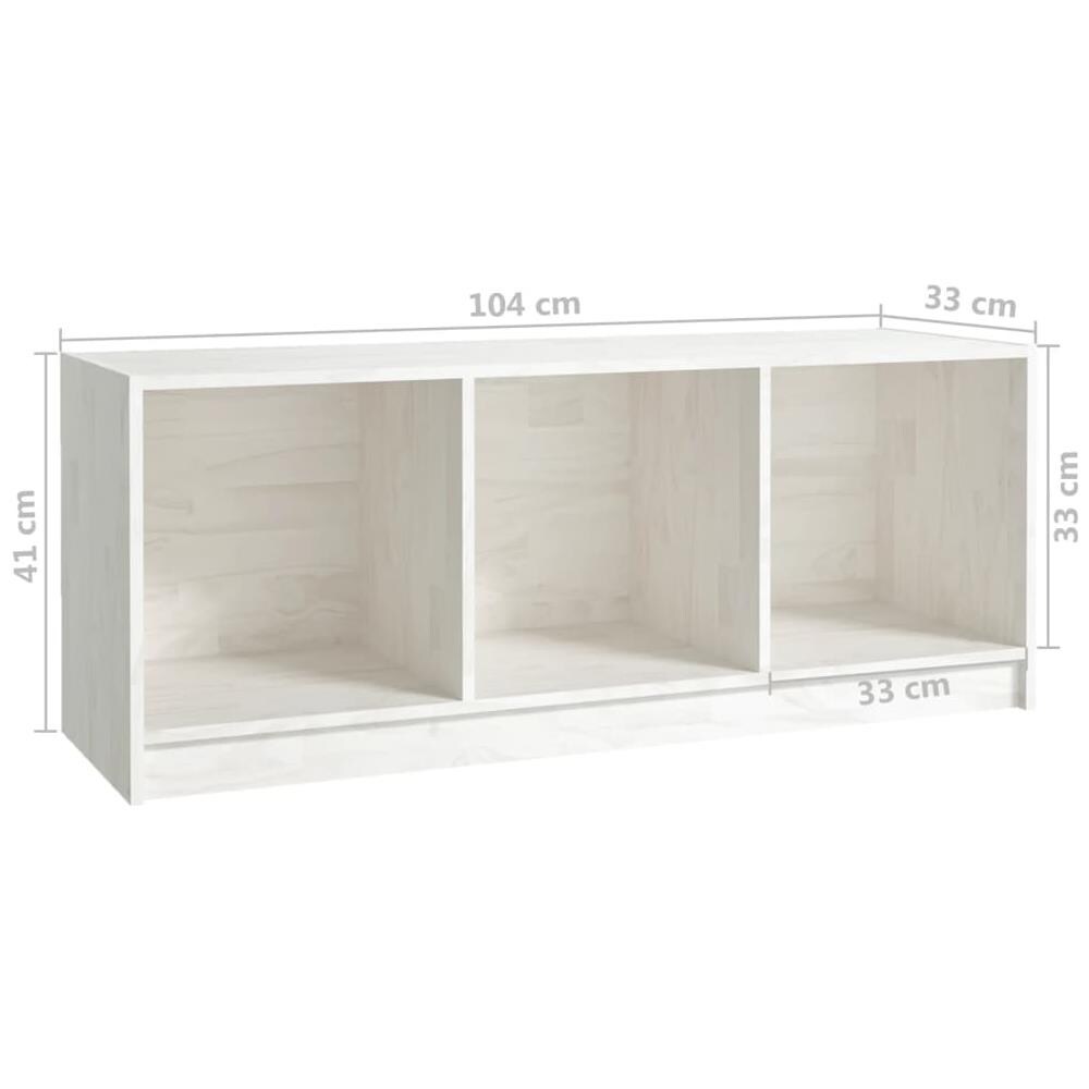 Mobile Porta Tv Bianco 104x33x41 Cm In Legno Massello Di Pino - Foto 2