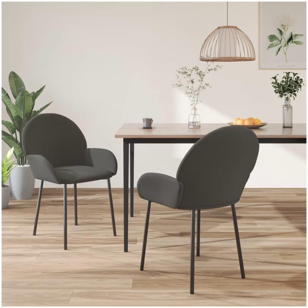 Sedie Da Pranzo 2 Pz Grigio Scuro In Velluto - Foto 1