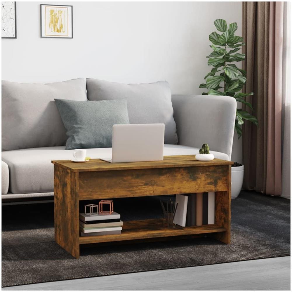 Tavolino Da Salotto Rovere Fumo 102x50x52,5cm Legno Multistrato - Foto 3