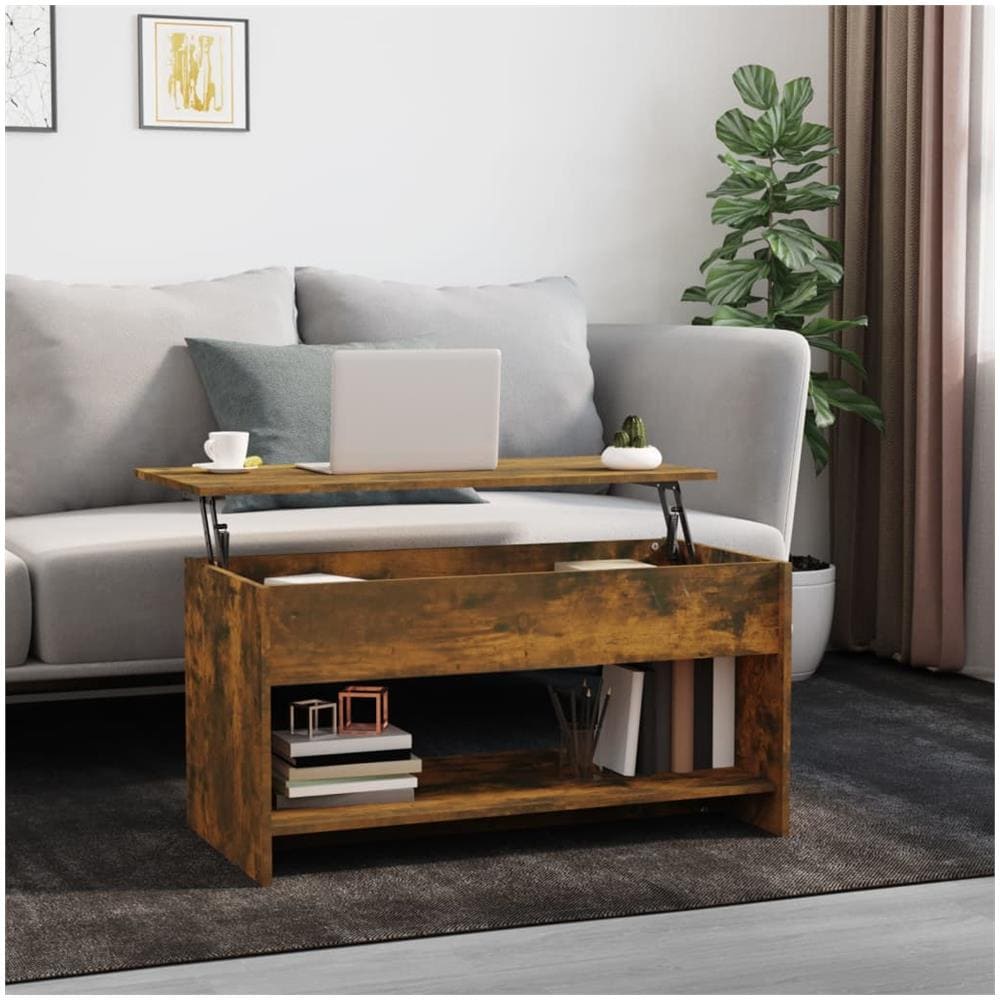 Tavolino Da Salotto Rovere Fumo 102x50x52,5cm Legno Multistrato - Foto 1