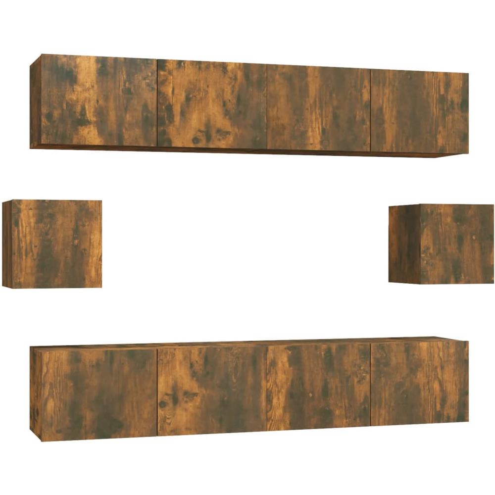 Set Di Mobili Porta Tv 6 Pz Rovere Fumo In Legno Multistrato - Foto 2