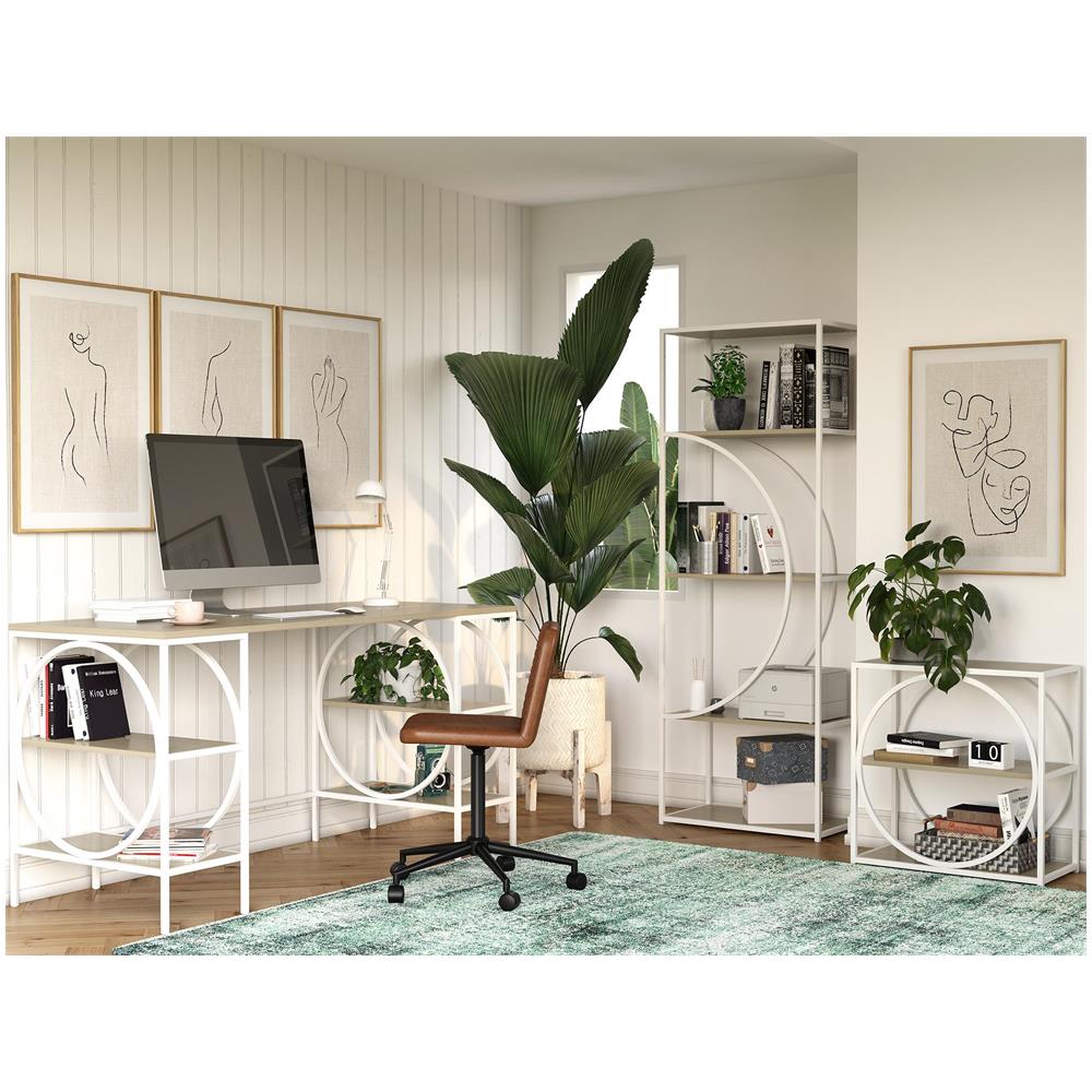 Cambridge Libreria In Truciolare Laminato Rovere Chiaro E Struttura In Metallo Bianco - Foto 8