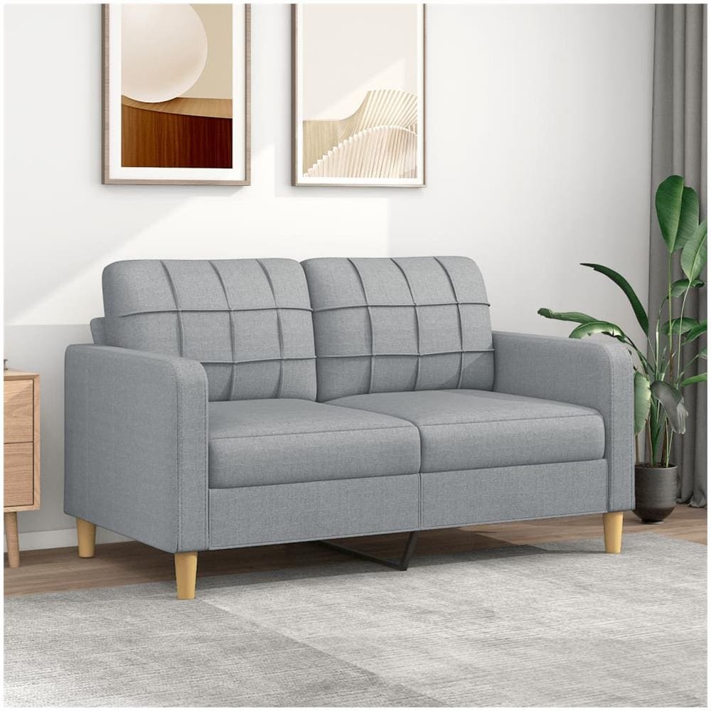 Divano A 2 Posti Grigio Chiaro 140 Cm In Tessuto - Foto 1