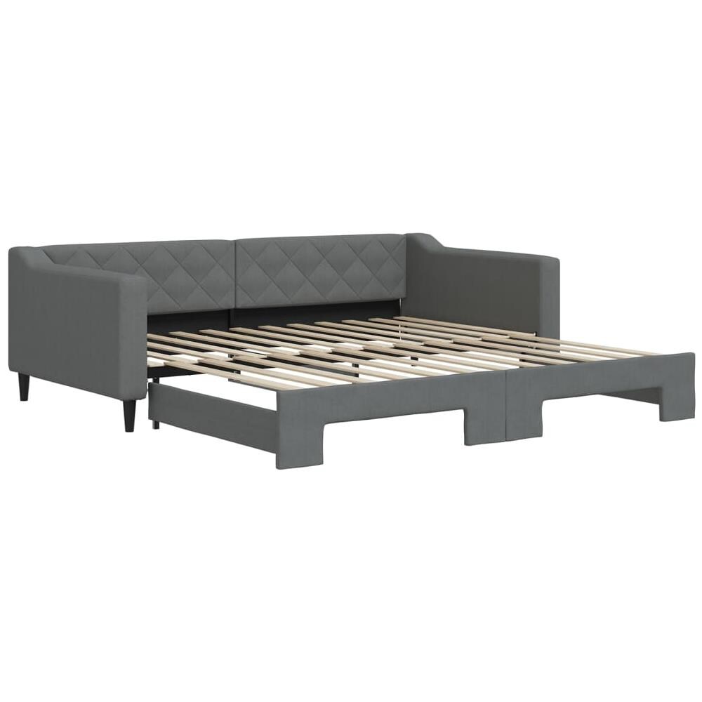 Divano Letto Con Letto Estraibile Grigio Scuro 100x200 Tessuto - Foto 2