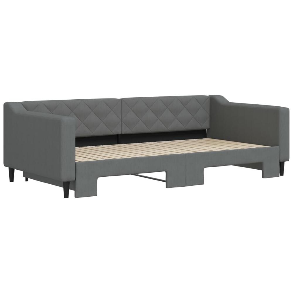 Divano Letto Con Letto Estraibile Grigio Scuro 100x200 Tessuto - Foto 3