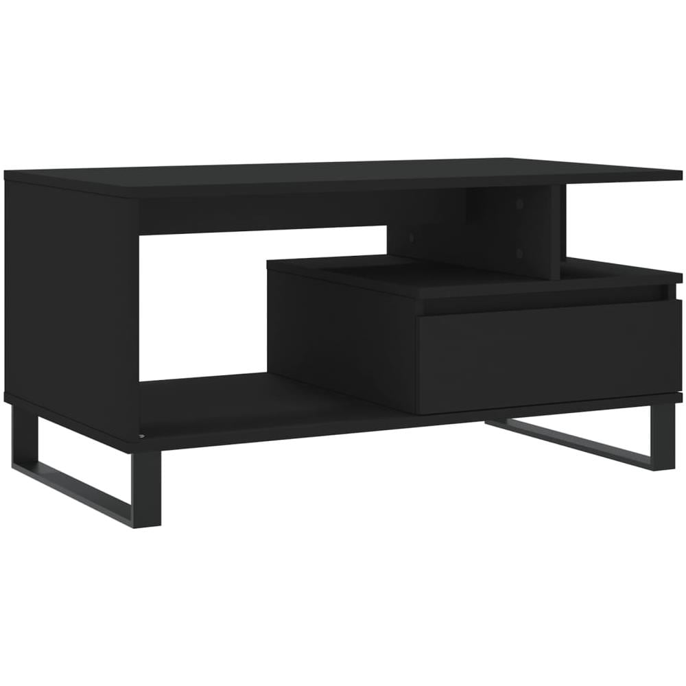 Tavolino Da Salotto Nero 90x49x45 Cm In Legno Multistrato - Foto 2