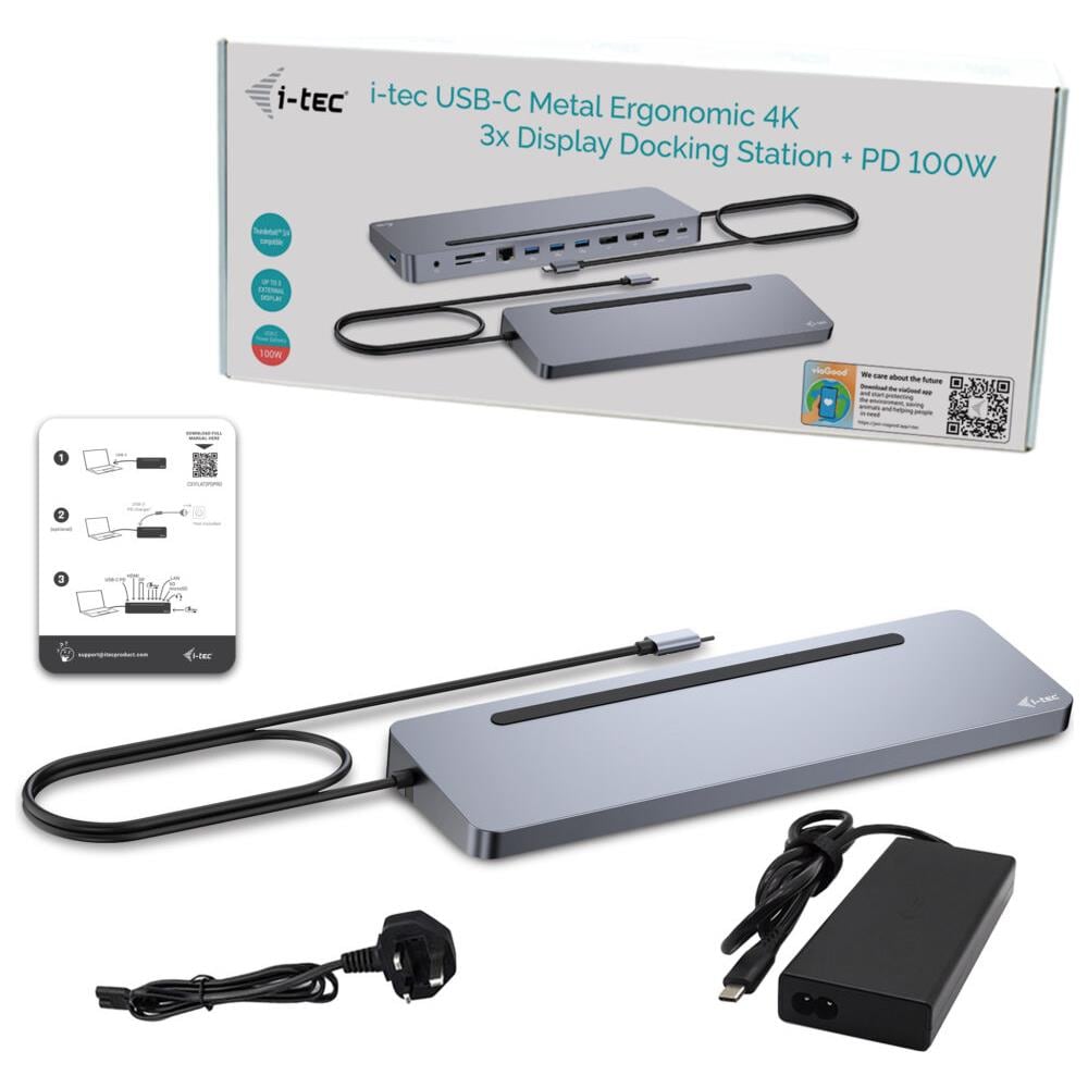 USB-C Metal Ergonomic 3x 4K Display Docking Station + Power Delivery 100 W - Foto 2