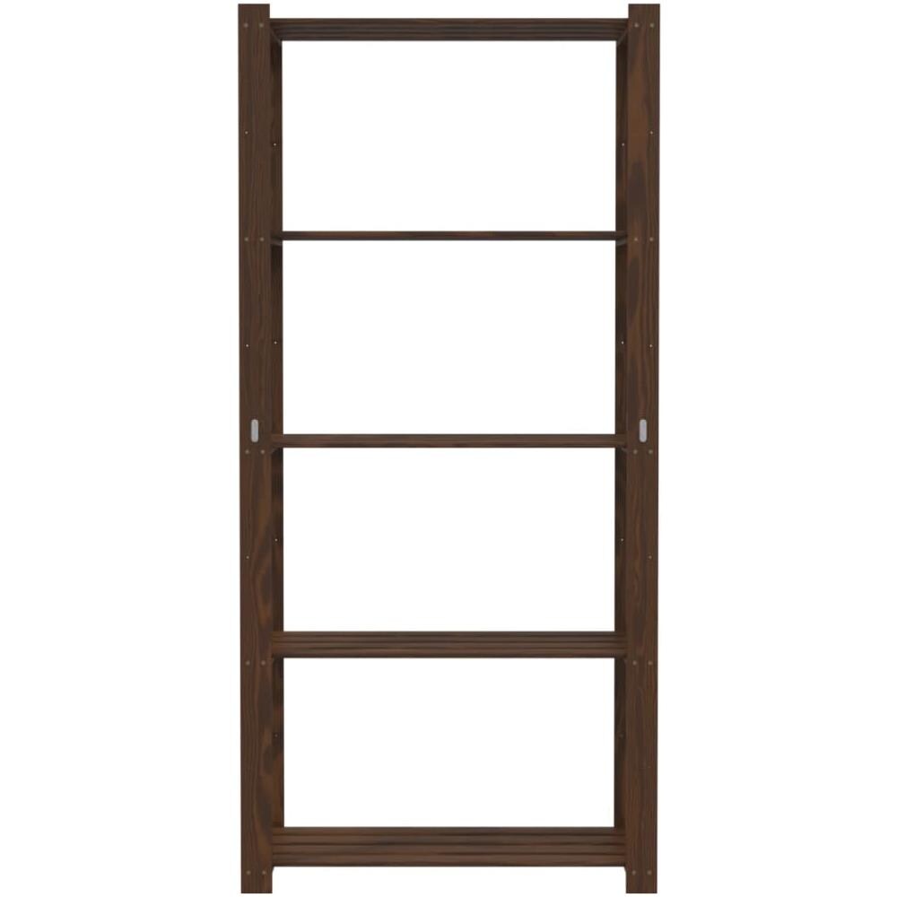 Scaffale A 5 Livelli Marrone 80x38x170 Cm In Legno Di Pino - Foto 7