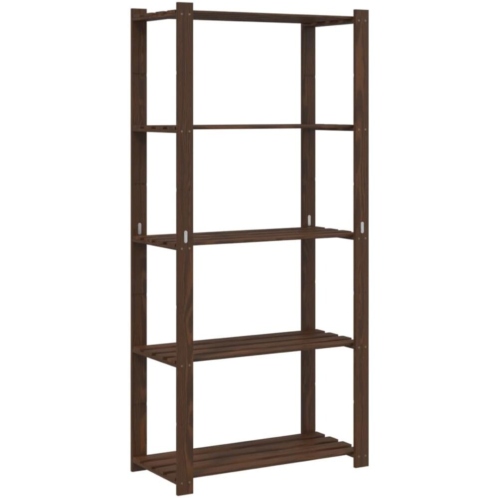 Scaffale A 5 Livelli Marrone 80x38x170 Cm In Legno Di Pino - Foto 1