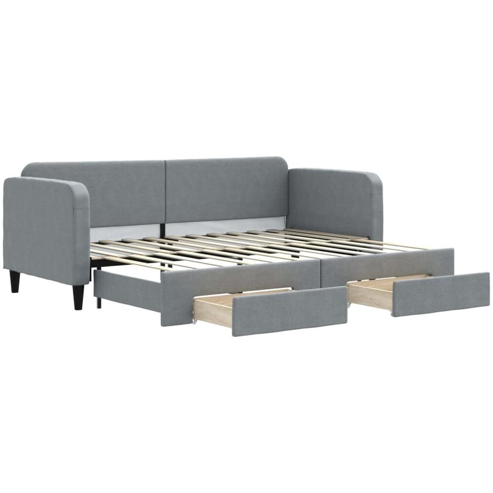 Divano Letto Estraibile Cassetti Grigio Chiaro 80x200cm Tessuto - Foto 1
