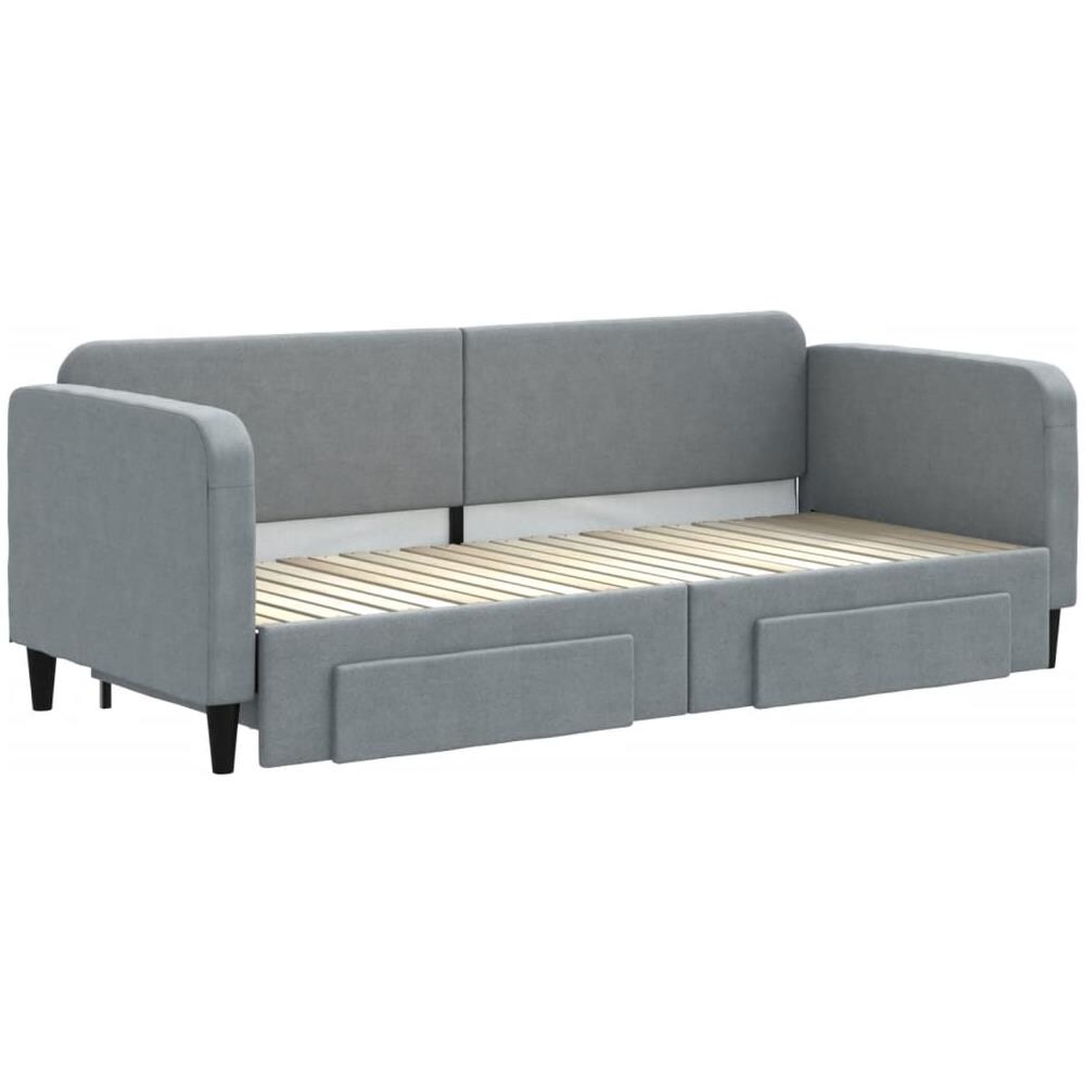 Divano Letto Estraibile Cassetti Grigio Chiaro 80x200cm Tessuto - Foto 2