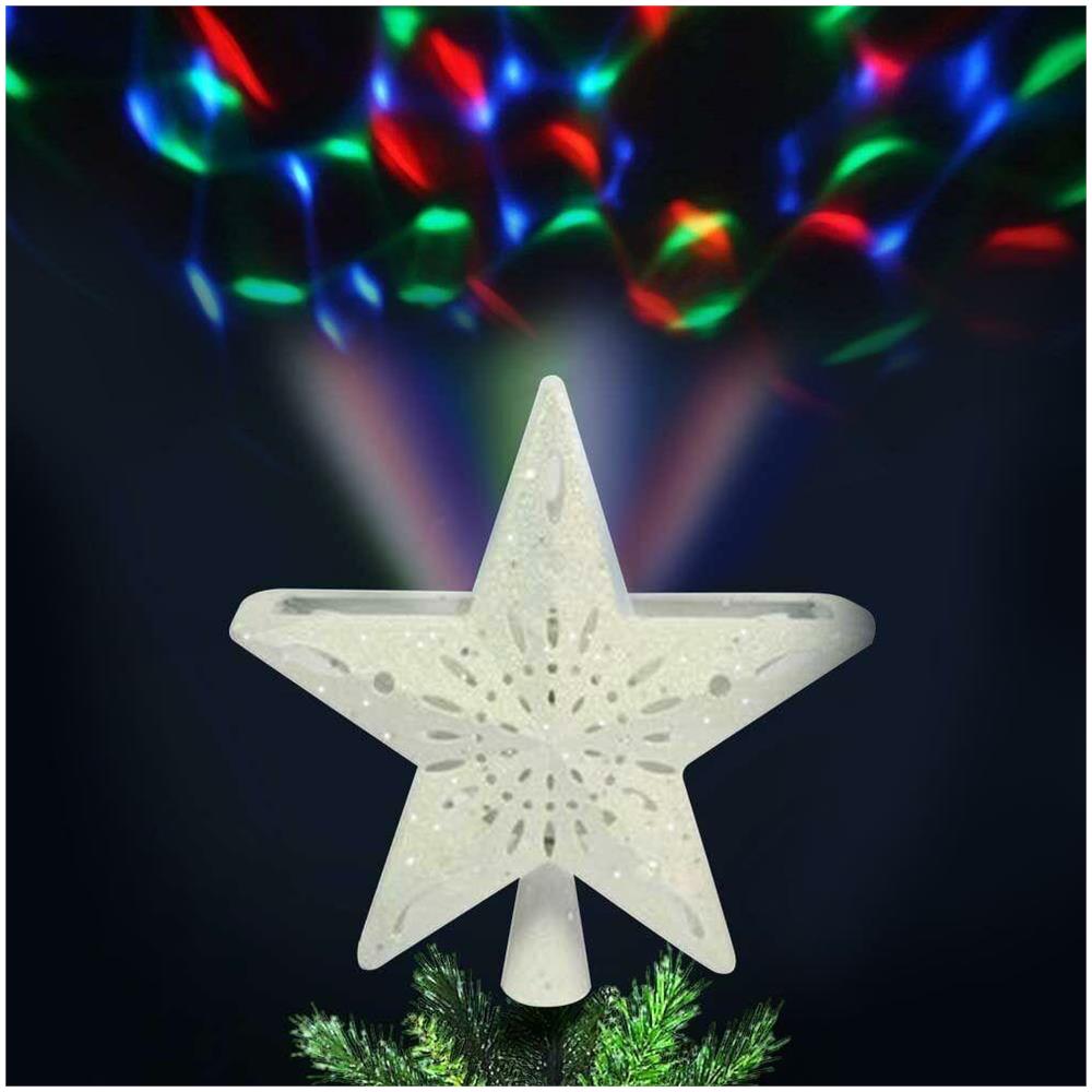 Puntale Proiettore LED Albero di Natale Forma Stella Bianco Effetti di Luce RGB - Foto 2
