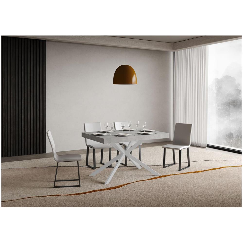 Tavolo allungabile 90x130/234 cm Plaker cemento gambe bianche - Foto 2