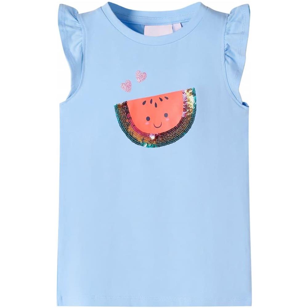 Maglietta da Bambina con Maniche Volant Azzurra 92 - Foto 1