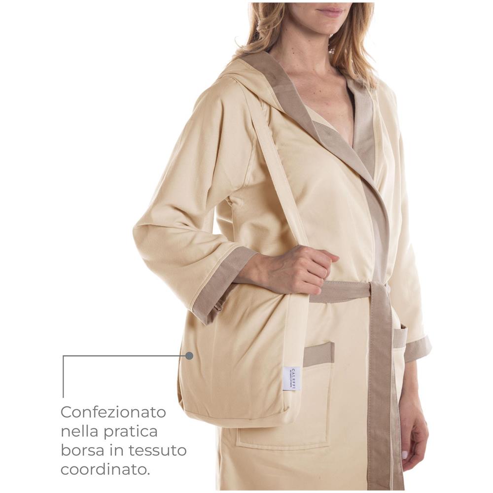 Accappatoio Con Cappuccio Spugnissima Tecno Bicolor In Microfibra Colore Incolore Misura L - Foto 1