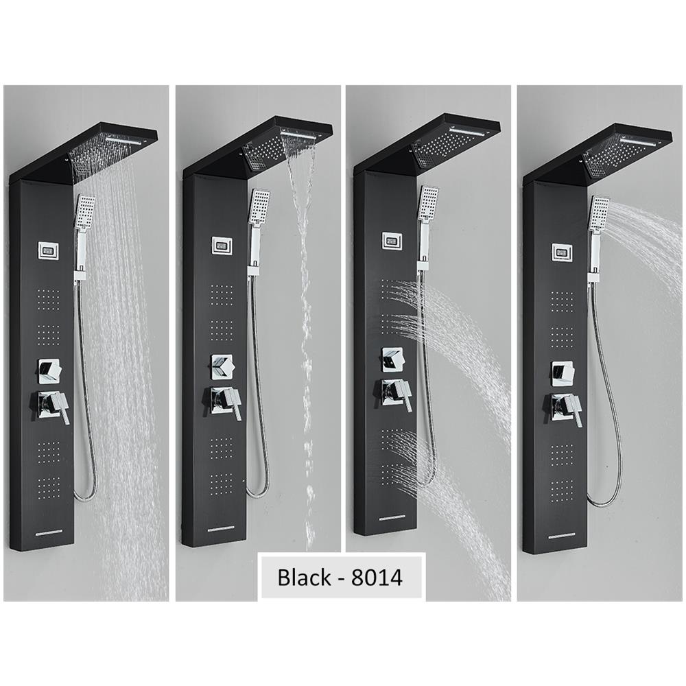 Pannello doccia, Blackswan, tipo M8014, modello nero con bocca a cascata, display digitale, LED e funzioni SPA, dimensioni 114 cm - Foto 4