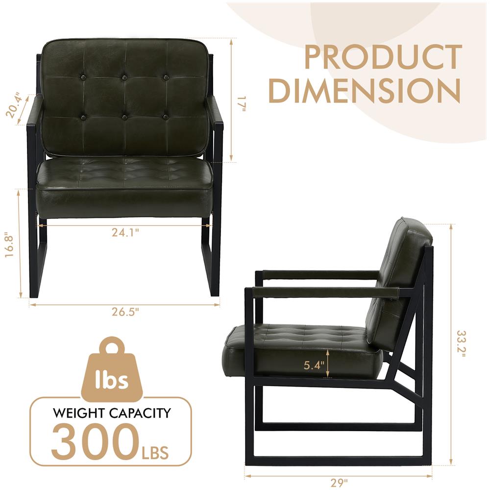 Poltrona Relax con Piedini in Metallo, Comoda Poltrona Imbottita per Soggiorno, Sala d'Attesa e Camera da Letto, Verde - Foto 1