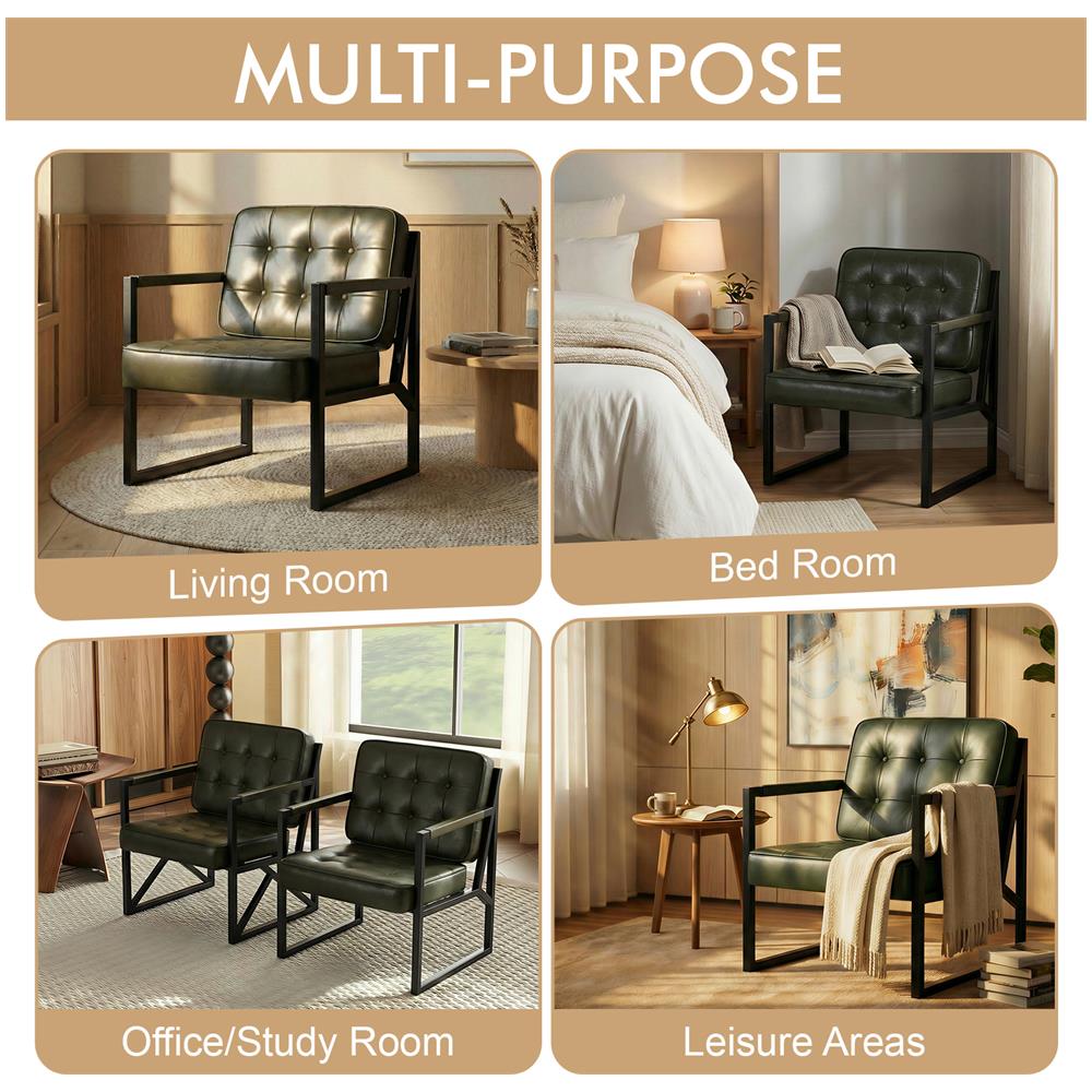 Poltrona Relax con Piedini in Metallo, Comoda Poltrona Imbottita per Soggiorno, Sala d'Attesa e Camera da Letto, Verde - Foto 2