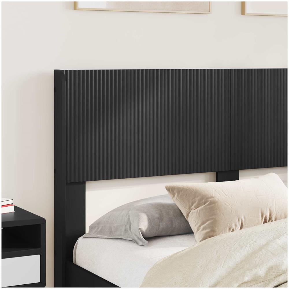 Struttura del letto con stoccaggio e testata Nero 140 x 190 cm - Foto 2