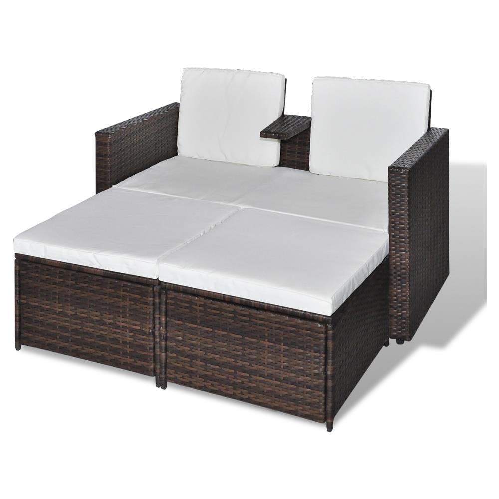 Set Mobili da Giardino 4 pz con Cuscini in Polyrattan Marrone - Foto 2
