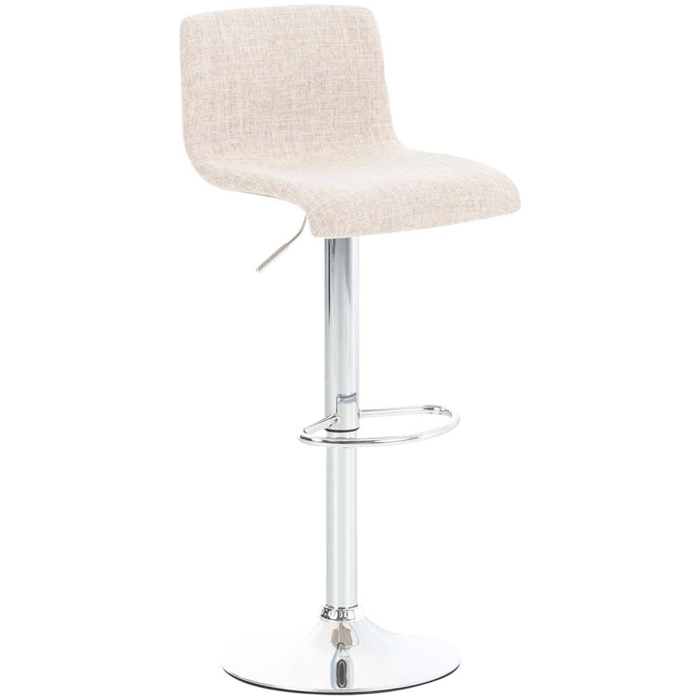 Sgabello Alto Hoover in Stoffa E Metallo I Sgabello Bar Design Regolabile 59-80 CM I Sedia Sgabello Cucina Girevole 360° con Schienale Crema - Foto 1