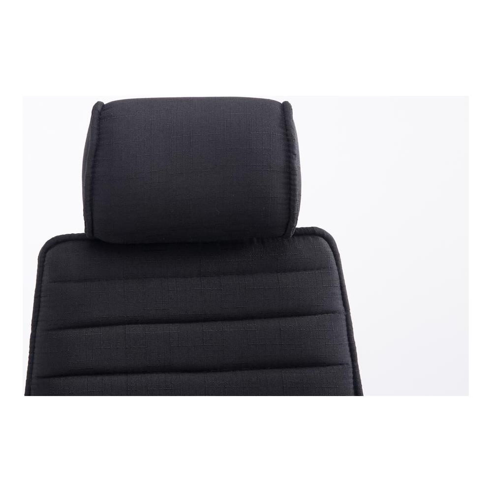 Poltrona da Ufficio Rako con Poggiatesta in Tessuto e Metallo - Poltrona Direzionale Regolabile 46-57cm - Sedia Imbottita con Braccioli e Ruote Nero - Foto 5