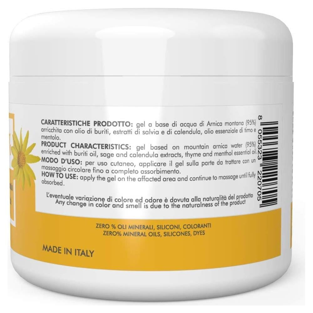 Arnica Gel 95% - Gel lenitivo con Arnica Montana, Olio di Buriti, estratti di Salvia e Calendula, Olio Essenziale di Timo, e Mentolo - Naturale al 97,5% (500 ml)  - Foto 2